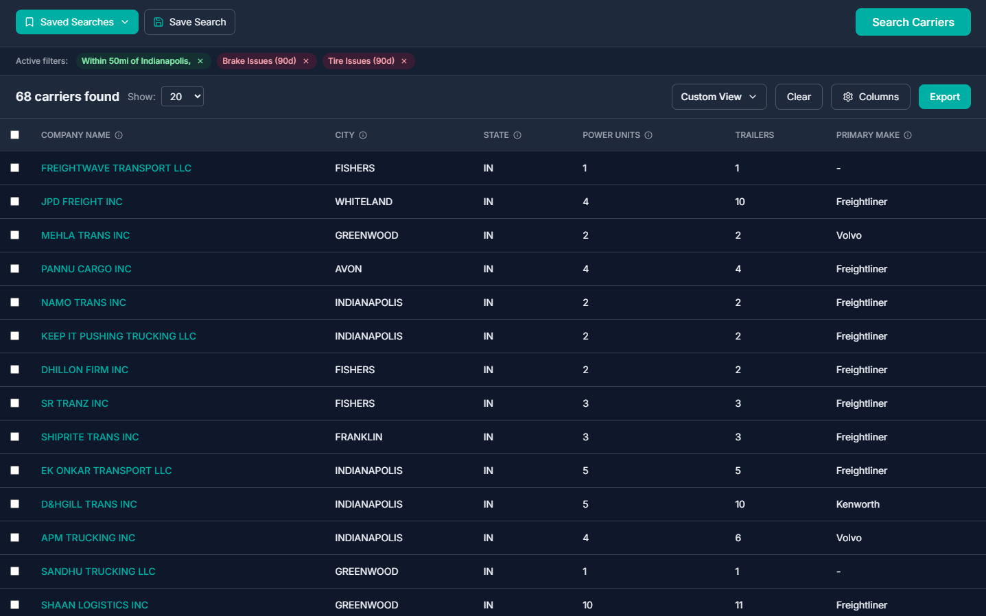 Search results filtered for parts providers